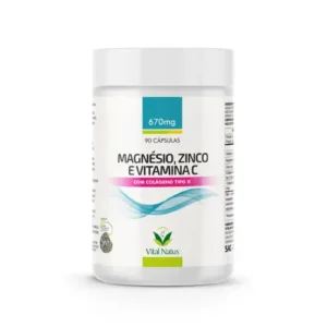 Magnésio + Zinco + Vitamina C + Colágeno Tipo II 90 Cápsulas 670mg - Vital Natus